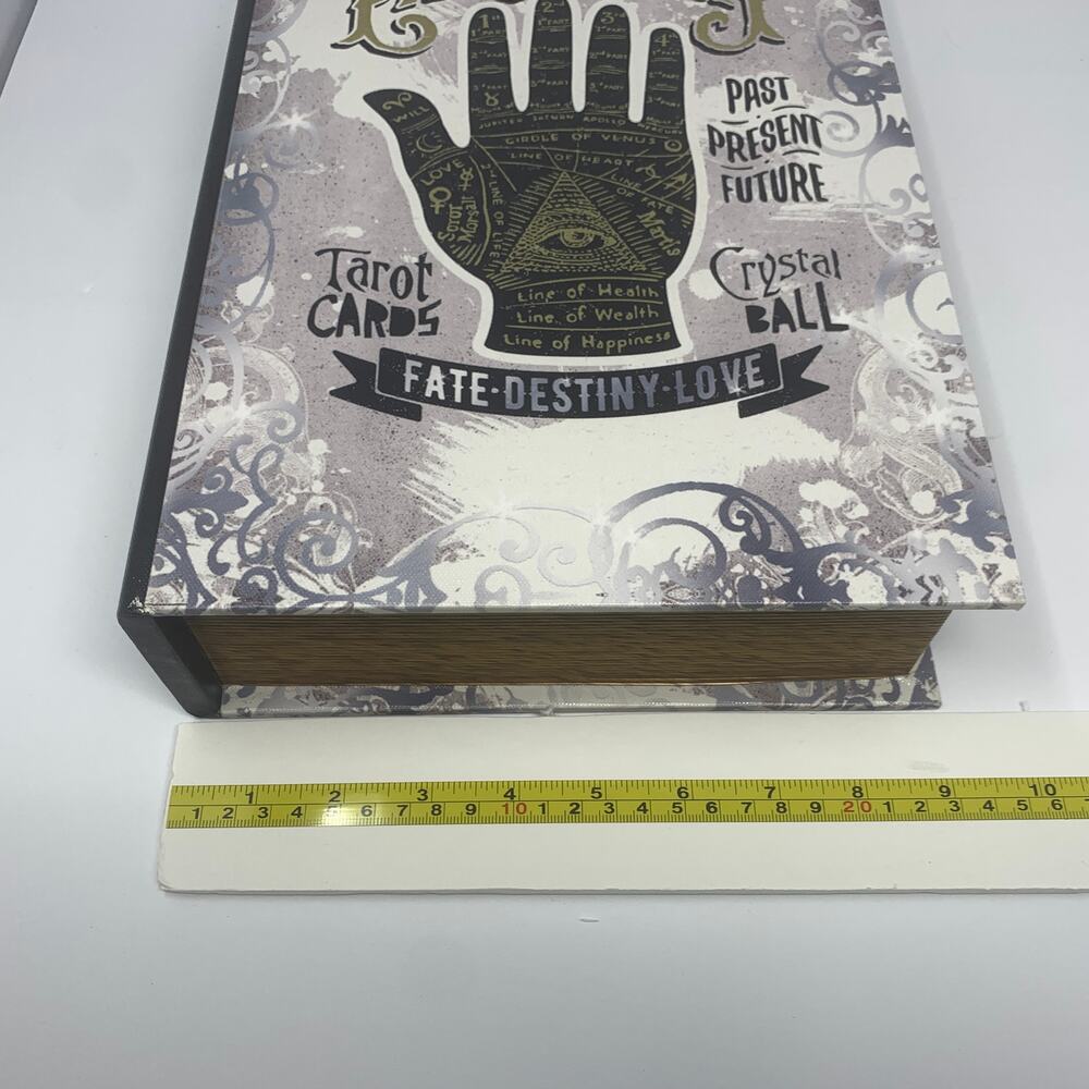 NWOT Halloween decor PALMISTRY spell book spellbook tabletop wood box - Picture 8 of 9